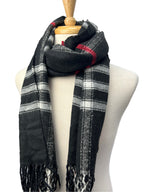 Men's Black Cream Check Print Scarf
