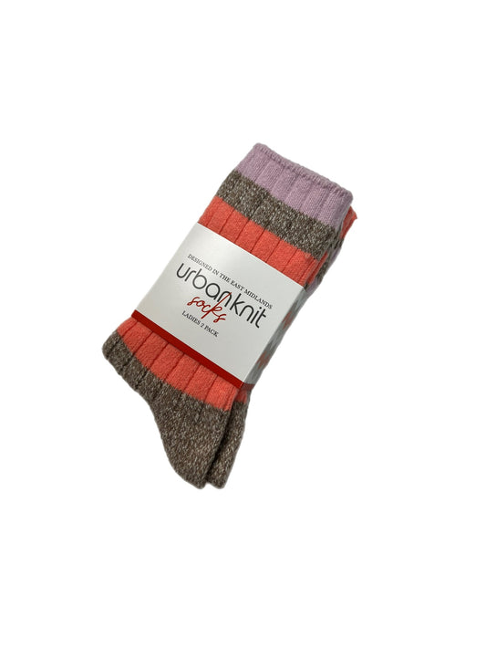 Ladies 2PP Super Soft Mocha Apricot Lounge Socks