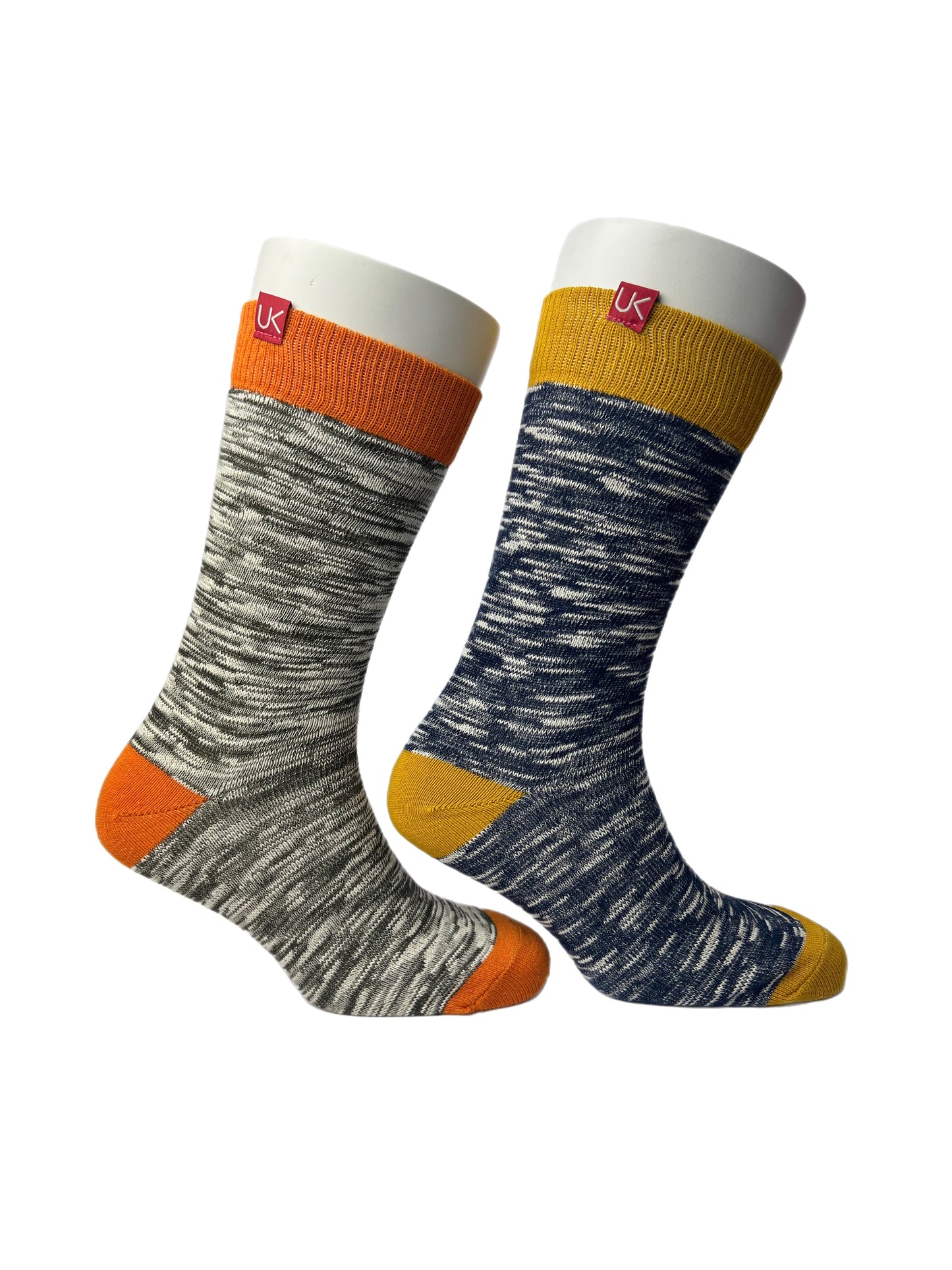 Men's 2pp Navy & Khaki Slub Boot Socks