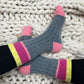 Ladies 2PP Super Soft Charcoal Raspberry Lounge Socks