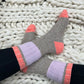 Ladies 2PP Super Soft Mocha Apricot Lounge Socks