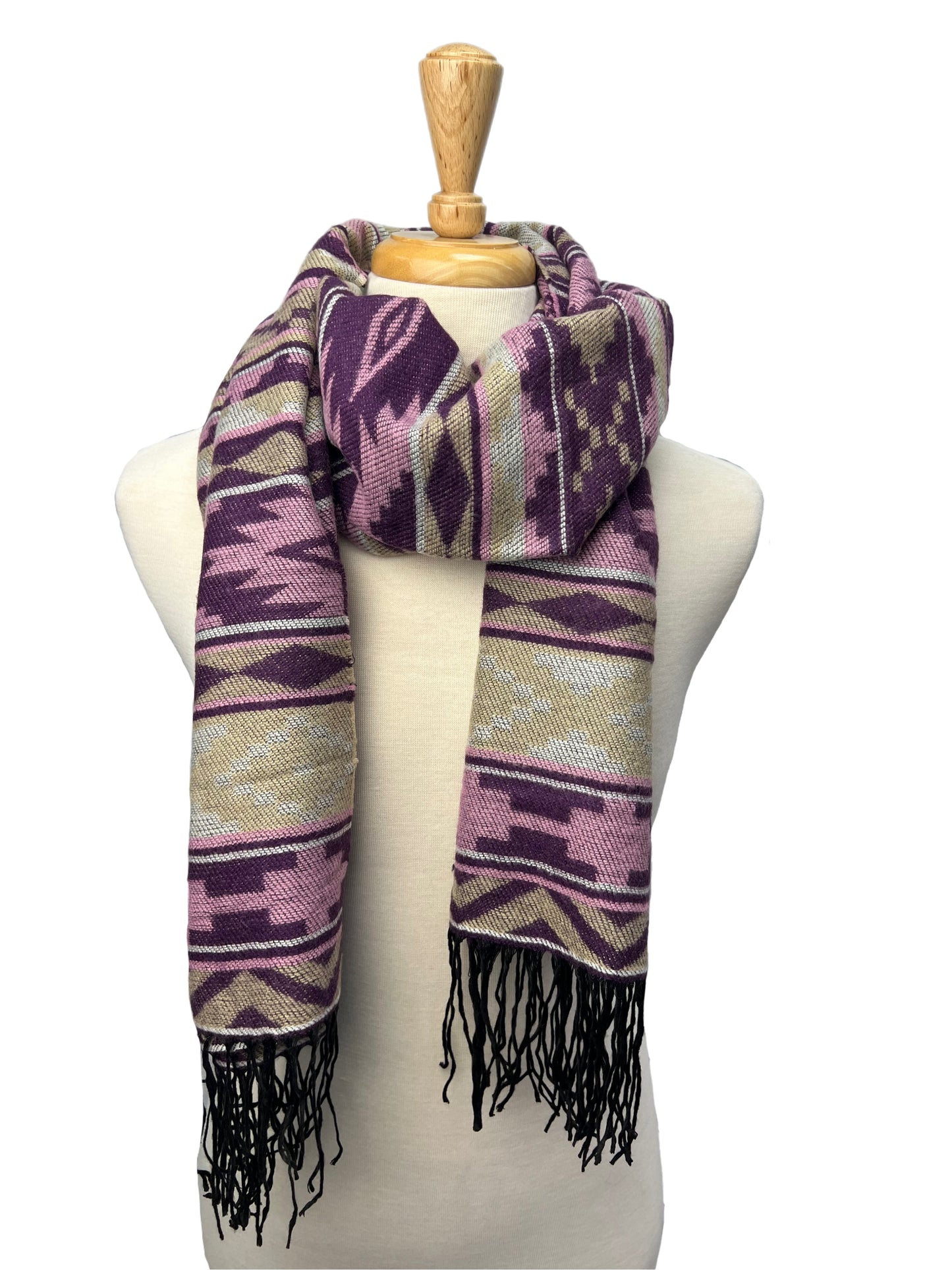 Ladies Lilac Purple Lightweight Aztec Scarf