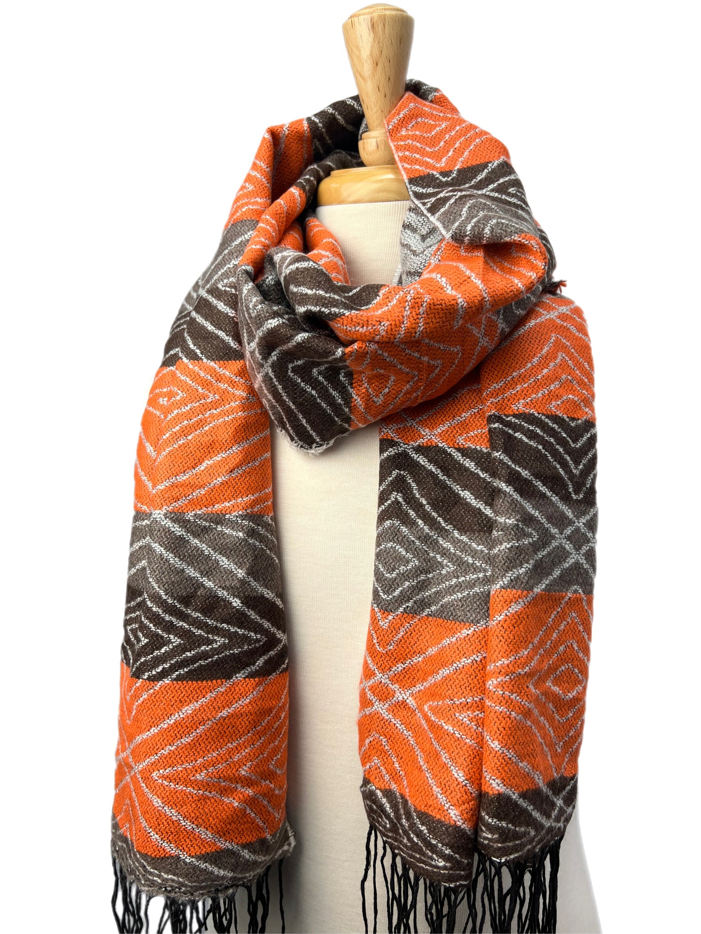 Men's Orange & Brown Lightweight Diamond Scarf